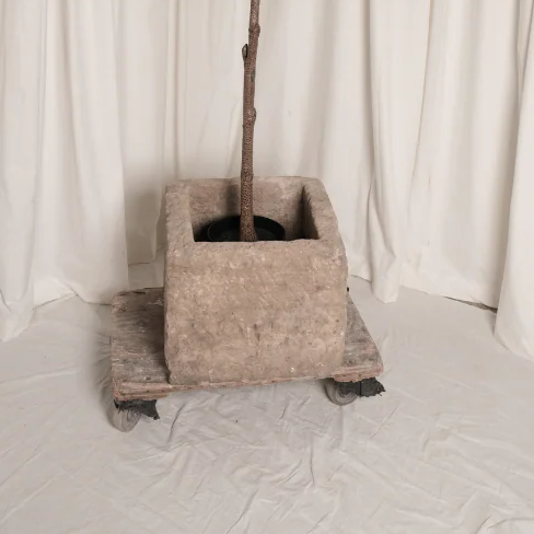 Square-Style Vintage Stone Planter with Drainage | 18-19 inches