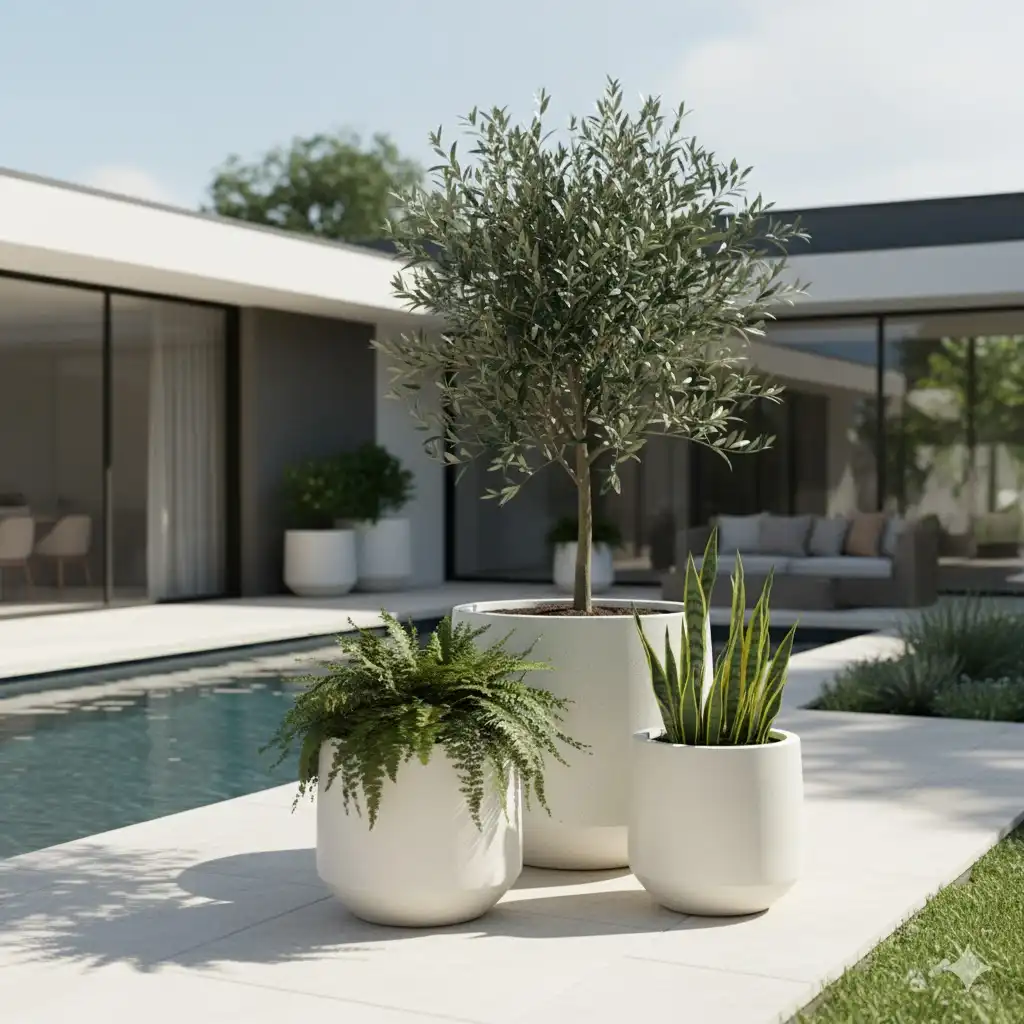 Round Ficonstone Tapered Base Planter | 12.6 x 11.2 inches