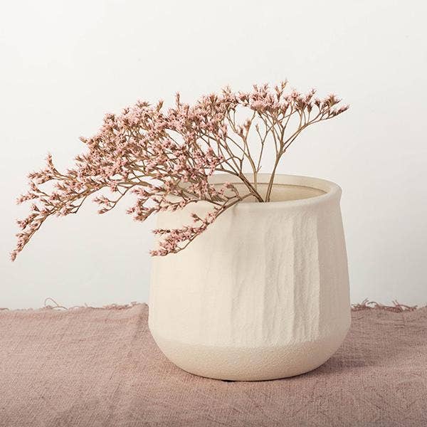 Embossed Ceramic Planter | 6 inch Nursery Pot — empty planter, ceramic planter, studio photo — planter for sale by Promise Supply for delivery and pickup in Toronto.