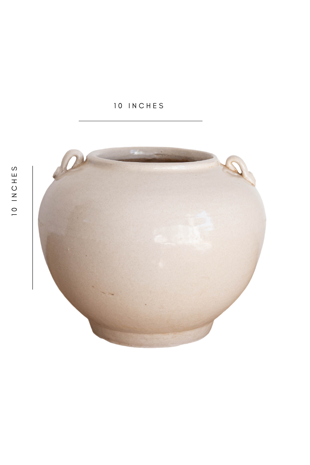 Cream Glazed Vintage Pot | 10 inch Diameter