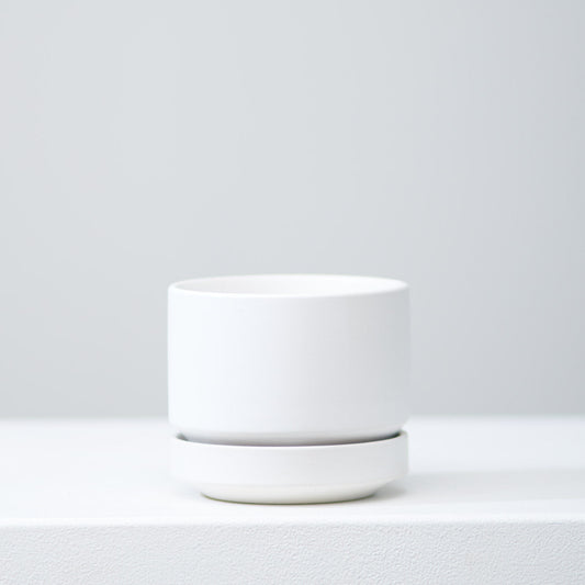 Round Two Ceramic Planter with Drainage and Tray | 6 inch Diameter