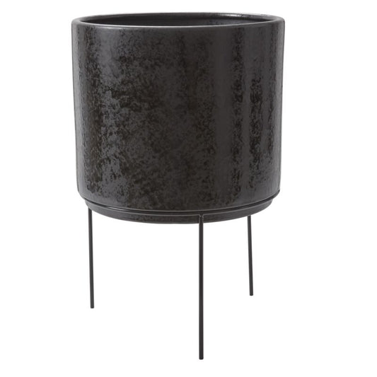 Cantabria Black Planter with Legs | 14 inch Nursery Pot — empty planter, studio photo — planter for sale by Promise Supply for delivery and pickup in Toronto.