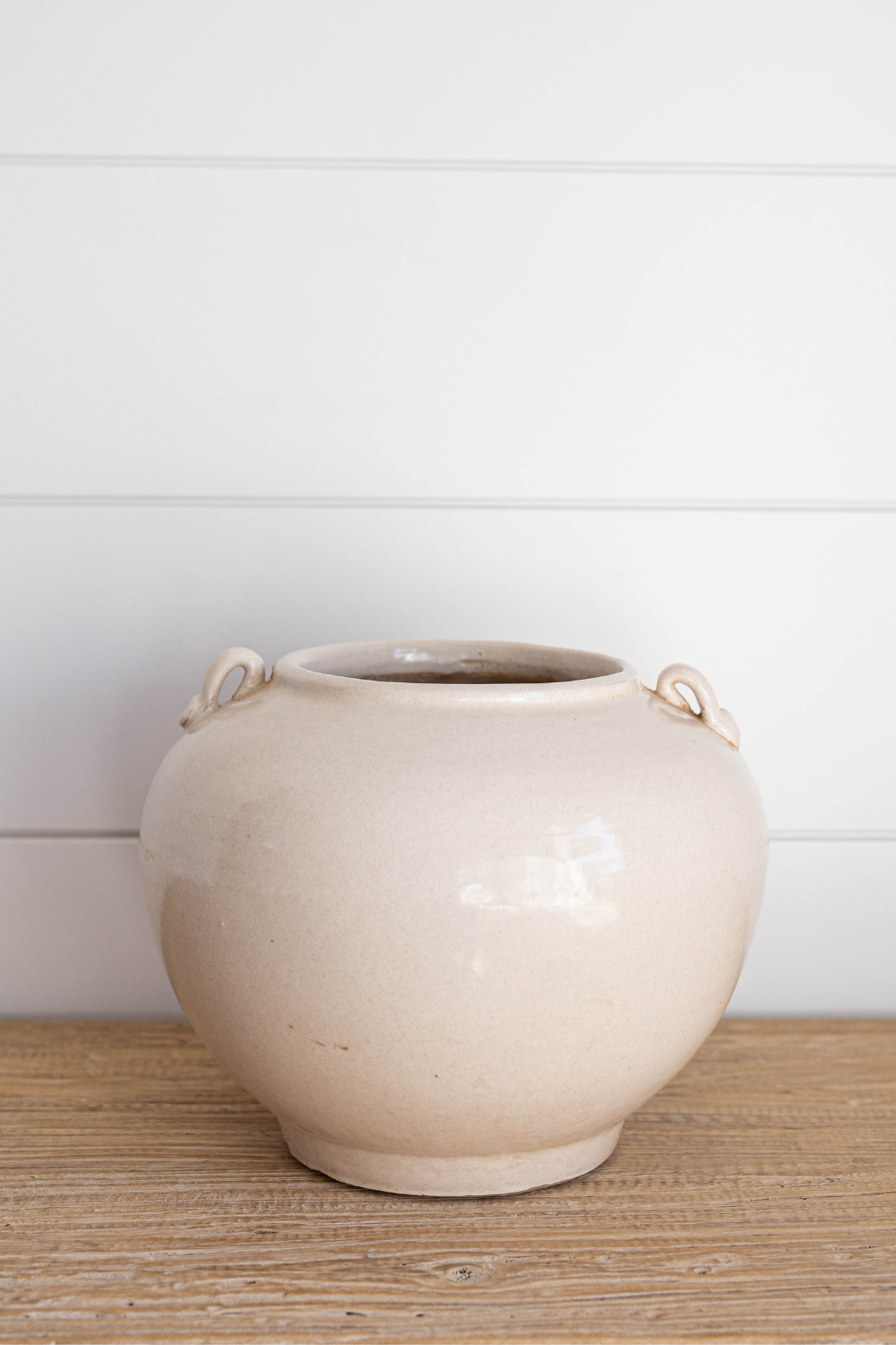 Cream Glazed Vintage Pot | 10 inch Diameter