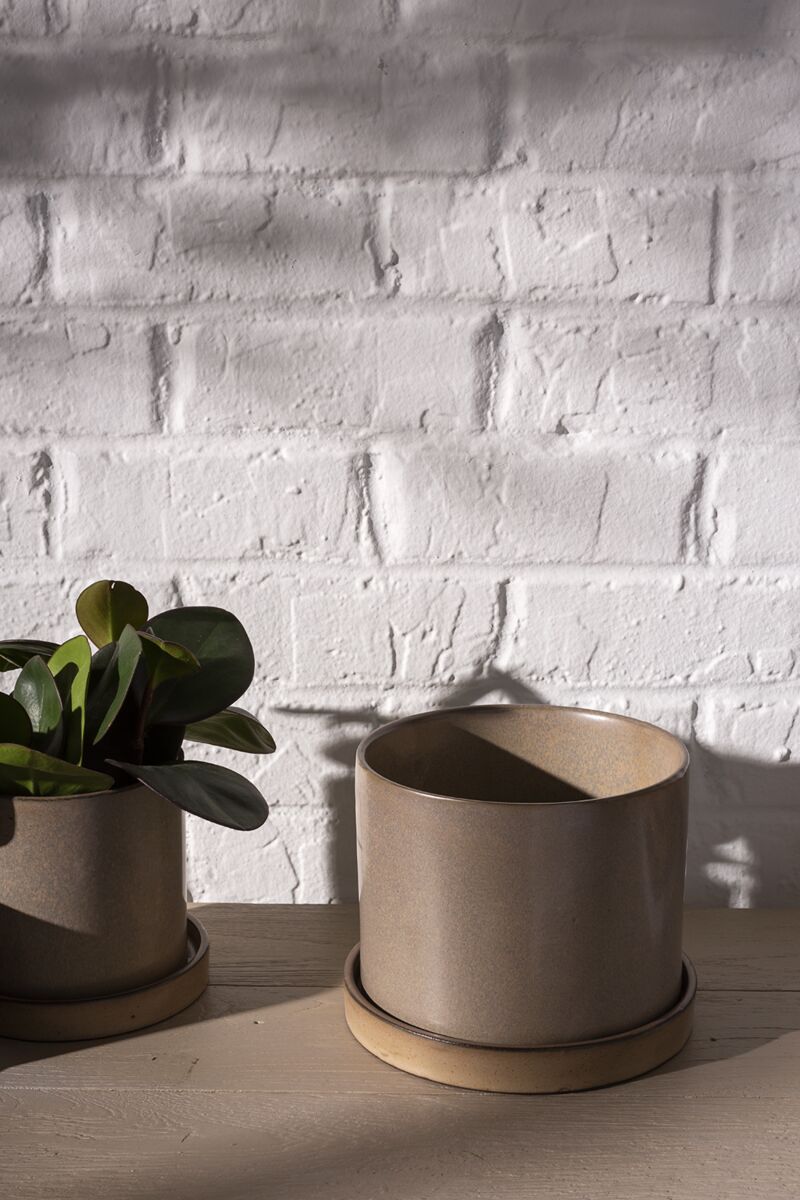 Hawthorne Ceramic Planter with Drainage and Tray | 6 inch — empty planter, ceramic planter, studio photo — planter for sale by Promise Supply for delivery and pickup in Toronto.