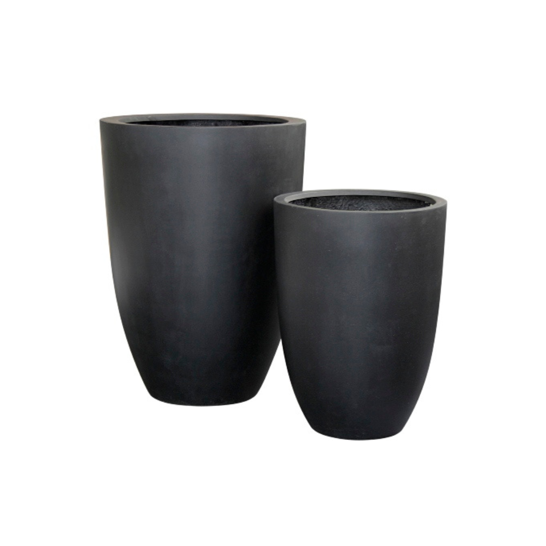 Fiberstone Round Tapered Planter in Black | 20.5 x 28 inches — empty planter, fiberstone planter, studio photo — planter for sale by Promise Supply for delivery and pickup in Toronto.