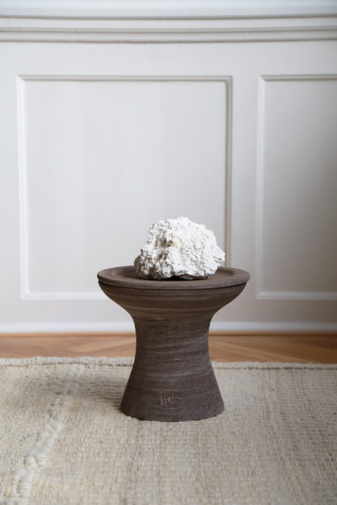 Bergs Potter Celeste Pedestal Pot with Drainage and Tray | 15.2 Inch Diameter — empty planter, studio photo — planter for sale by Promise Supply for delivery and pickup in Toronto.