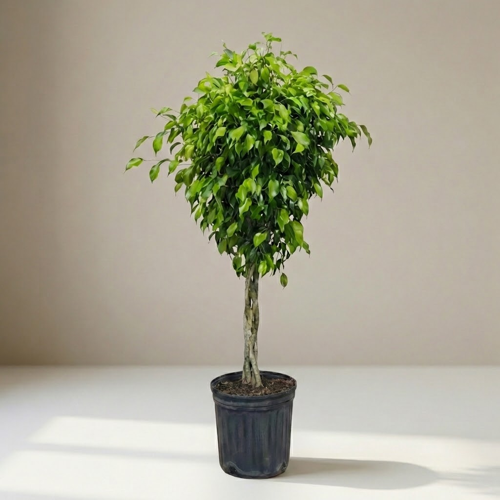 Braided Weeping Fig Tree: Ficus benjamina - 12 inch pot - 4-4.5 foot tall