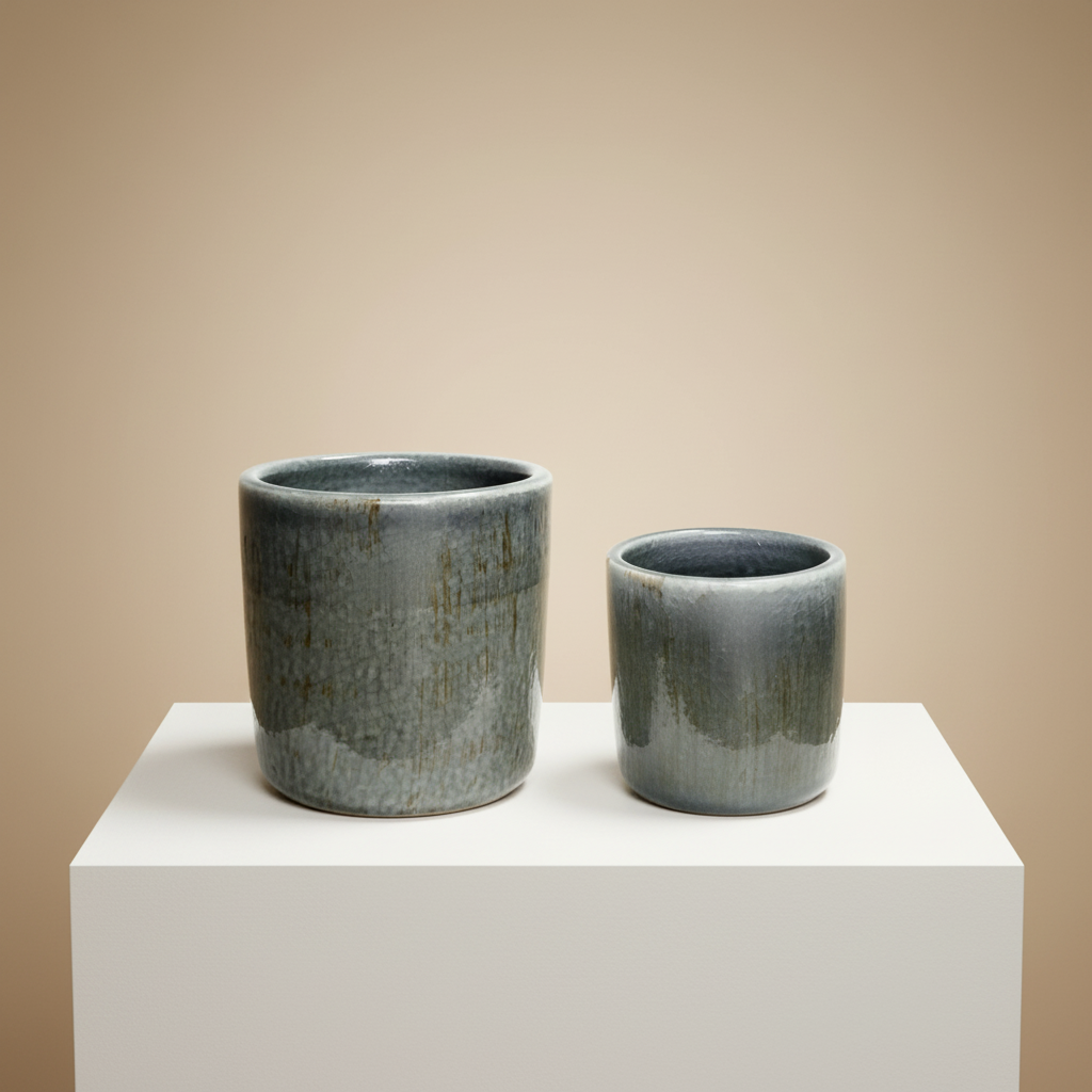 Monza Grey Ceramic Planter | 3.5-4 Inch Nursery Pot — empty planter, ceramic planter, studio photo — planter for sale by Promise Supply for delivery and pickup in Toronto.