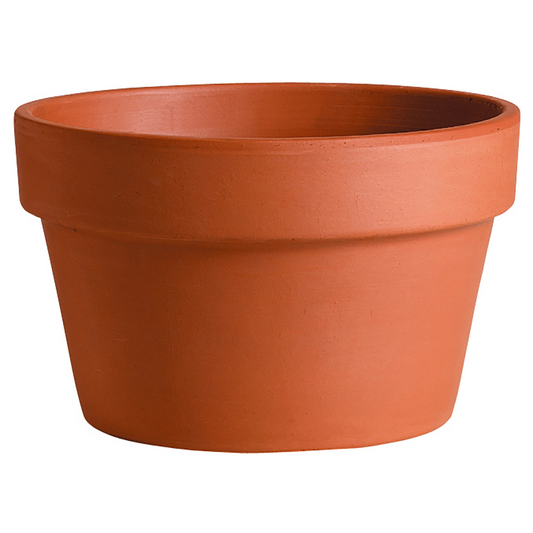 Clay Half-Planter with Drainage | 14.5 inch Diameter — empty planter, studio photo — planter for sale by Promise Supply for delivery and pickup in Toronto.