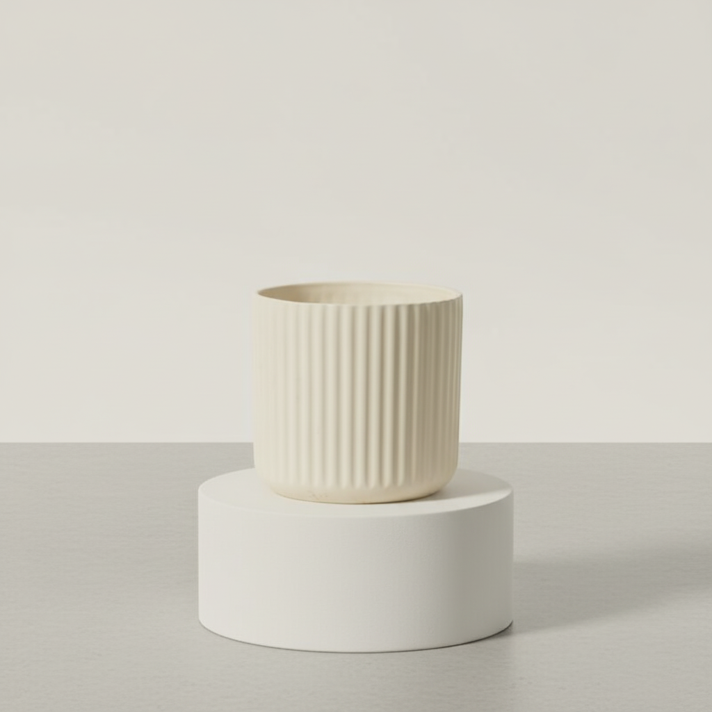 Ribbed Beam Planter | 8 inch Nursery Pot — empty planter, studio photo — planter for sale by Promise Supply for delivery and pickup in Toronto.