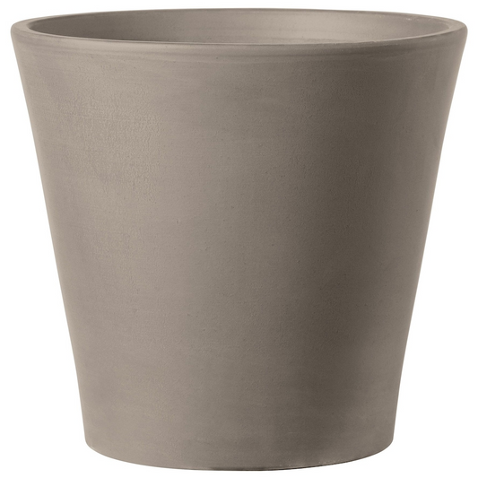Grey Cone Clay Planter with Drainage and Tray | 9 inch Diameter — empty planter, studio photo — planter for sale by Promise Supply for delivery and pickup in Toronto.