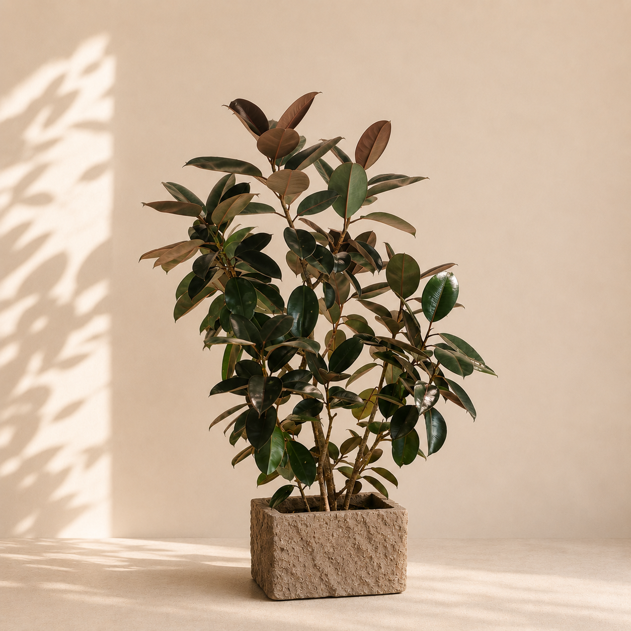 Rectangular Vintage Stone Planter with Drainage | 19-21 inches