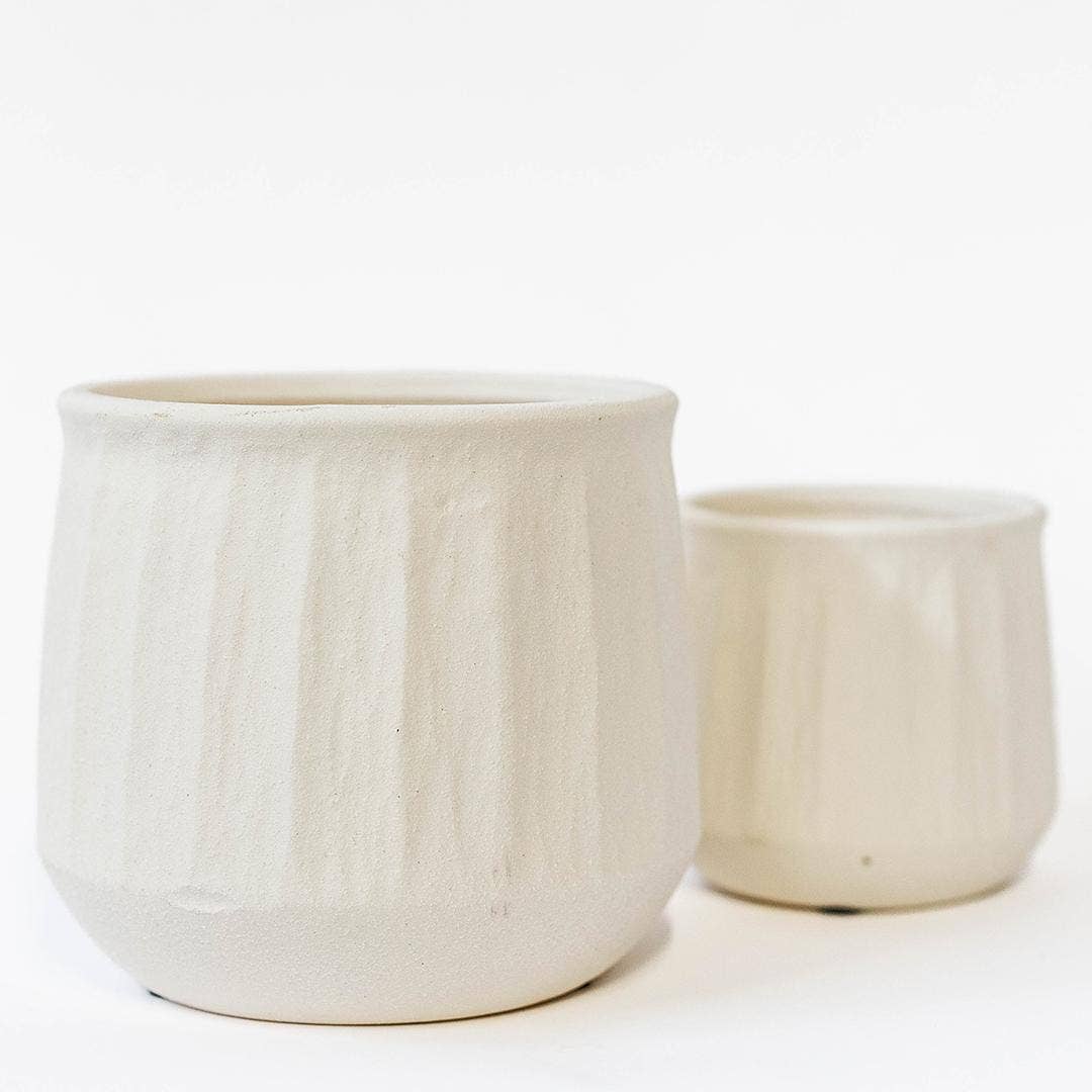Embossed Ceramic Planter | 4 inch Nursery Pot