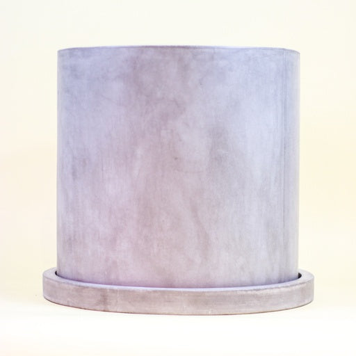 Marta Gray Concrete Planter with Drainage and Tray | 10 inch Nursery Pot