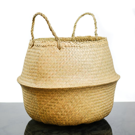 Seagrass Plain Woven Basket | 12 inch Nursery Pot — empty planter, woven basket planter, studio photo — planter for sale by Promise Supply for delivery and pickup in Toronto.
