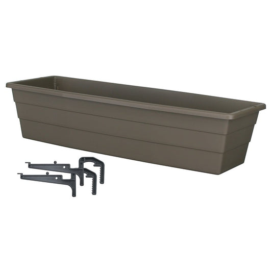 Futura Window Box Planter with Bracket | 32 inch Width — empty planter, studio photo — planter for sale by Promise Supply for delivery and pickup in Toronto.