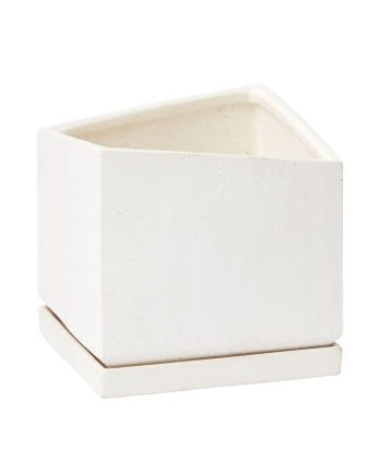 Tevy White Ceramic Planter with Drainage and Tray in 7 inch Diameter