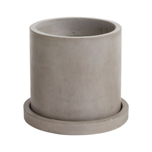 Marta Gray Concrete Planter with Drainage and Tray | 10 inch Nursery Pot