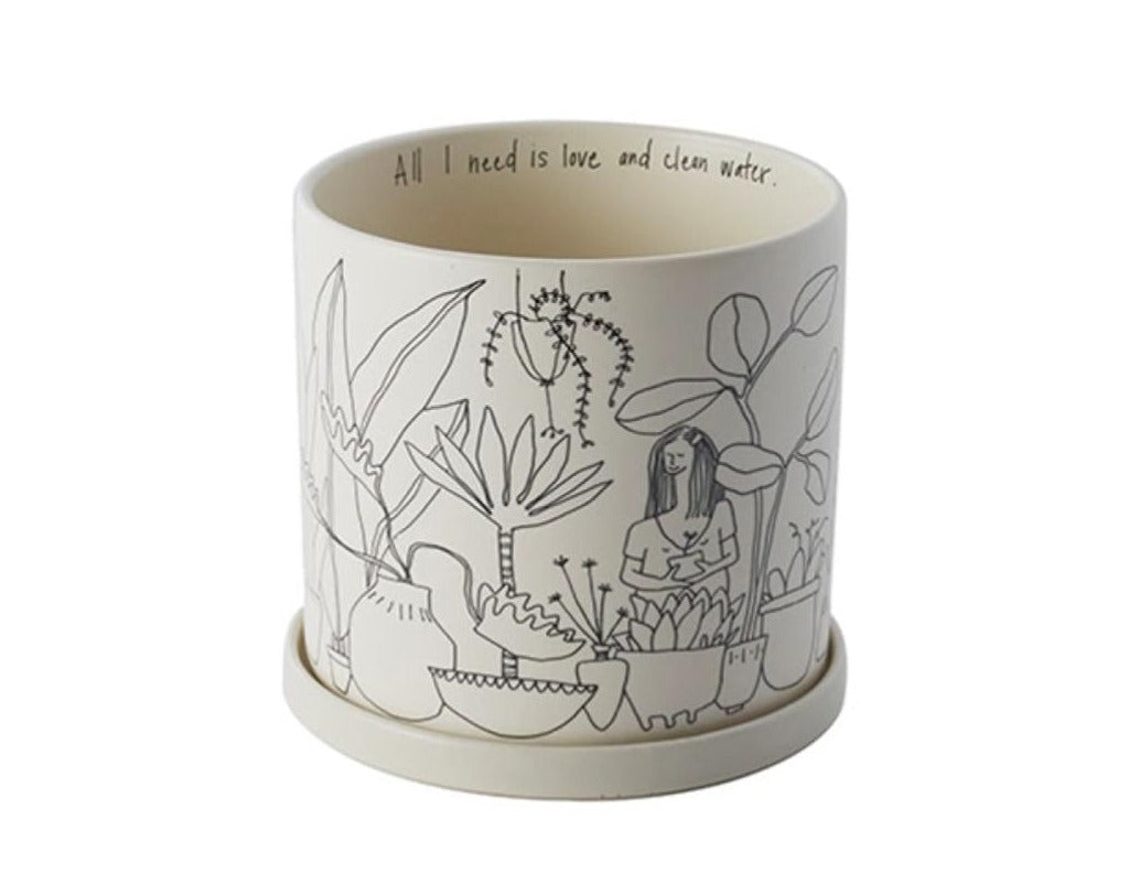 Plant Lady Ceramic Pot with Drainage and Tray | 4 inch Nursery Pot — empty planter, ceramic planter, studio photo — planter for sale by Promise Supply for delivery and pickup in Toronto.