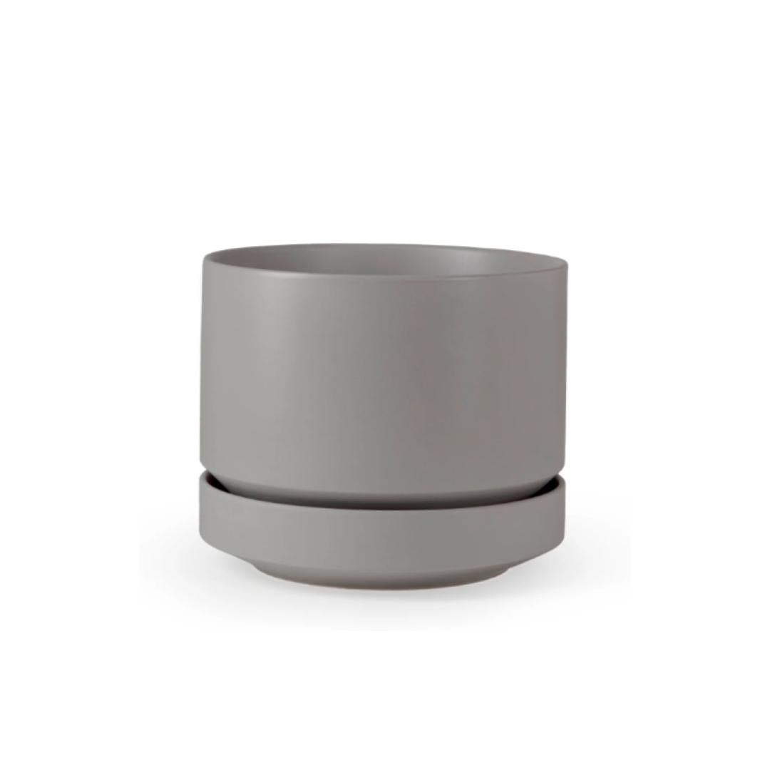 Round Two Ceramic Planter with Drainage and Tray | 10 inch Diameter — empty planter, ceramic planter, studio photo — planter for sale by Promise Supply for delivery and pickup in Toronto.