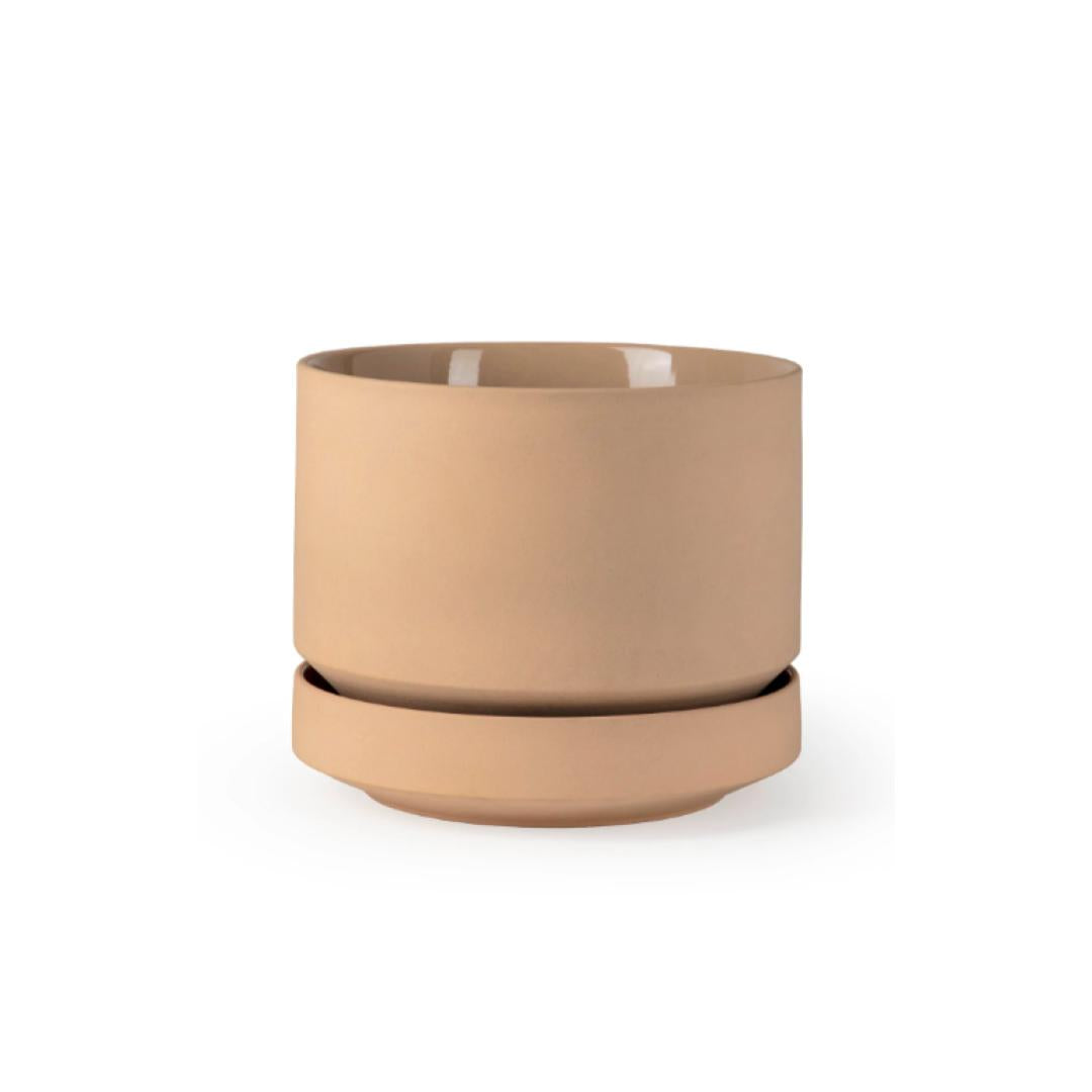 Round Two Ceramic Planter with Drainage and Tray | 10 inch Diameter — empty planter, ceramic planter, studio photo — planter for sale by Promise Supply for delivery and pickup in Toronto.
