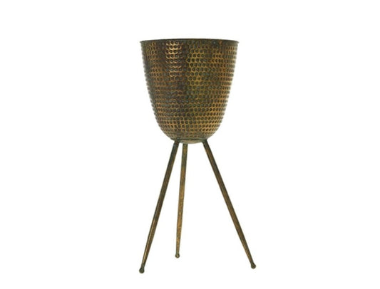 Clemente Golden Planter Stand | 10 inch Nursery Pot — empty planter, studio photo — planter for sale by Promise Supply for delivery and pickup in Toronto.