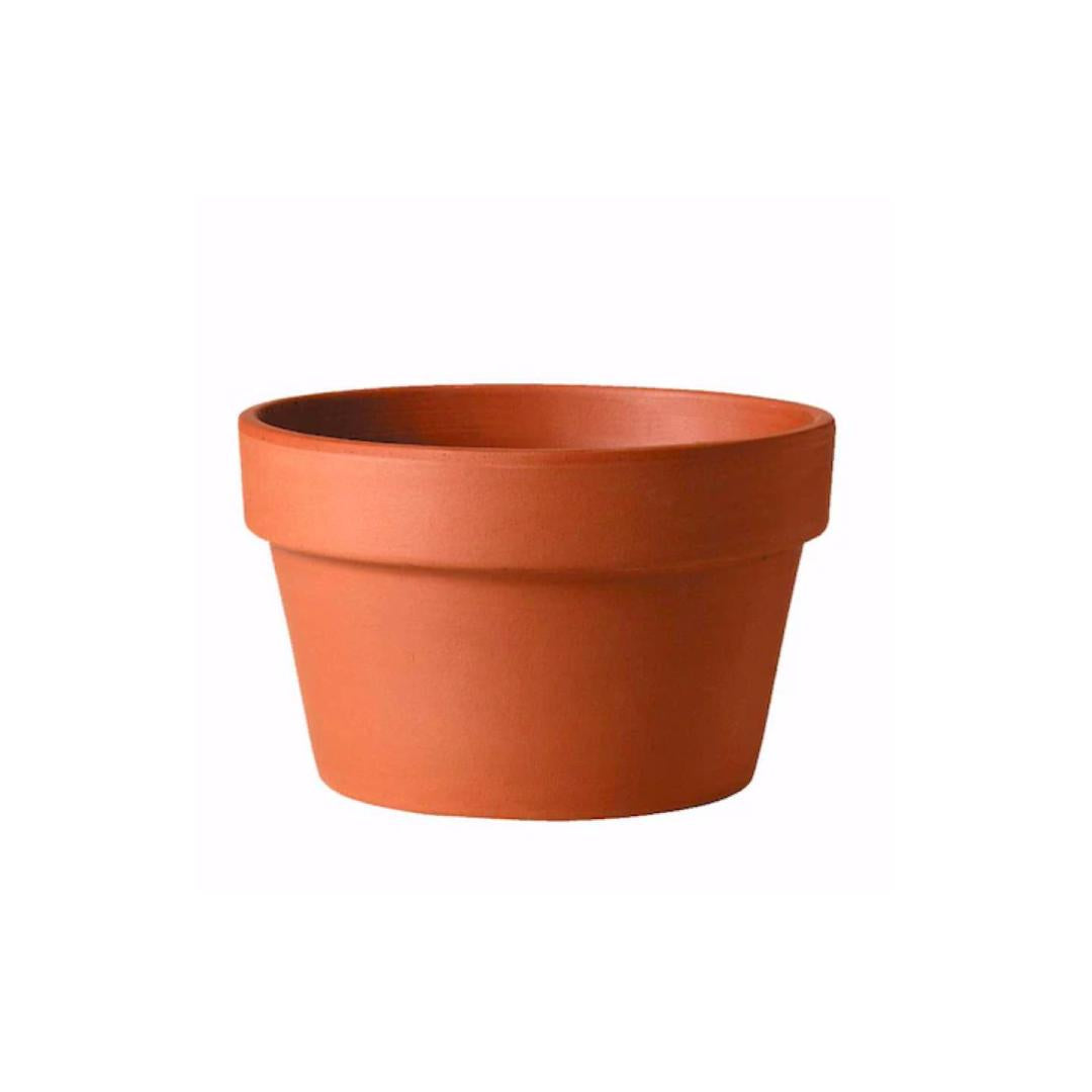 Clay Half-Planter with Drainage | 5 inch Diameter — empty planter, studio photo — planter for sale by Promise Supply for delivery and pickup in Toronto.