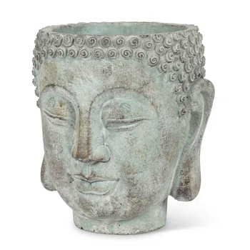 Buddha Bust Planter | 4 inch Nursery Pot — with plant inside, studio photo — planter for sale by Promise Supply for delivery and pickup in Toronto.