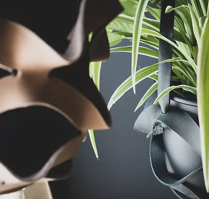 Leather Plant Hanger | 3-6 inch Pot — empty planter, studio photo — planter for sale by Promise Supply for delivery and pickup in Toronto.