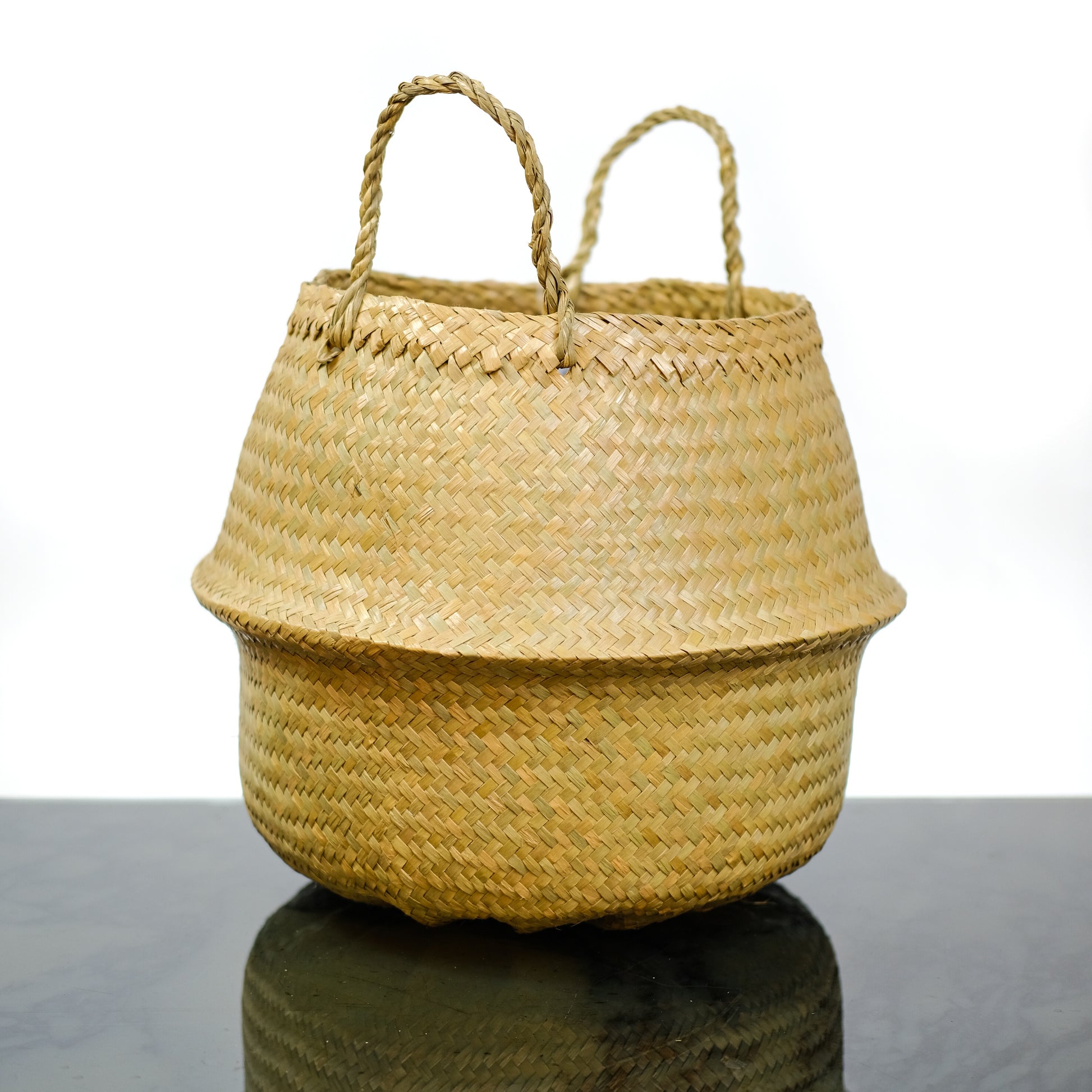 Seagrass Plain Woven Basket | 14 inch Nursery Pot — empty planter, woven basket planter, studio photo — planter for sale by Promise Supply for delivery and pickup in Toronto.