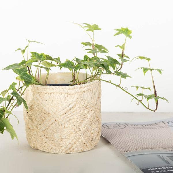 Cement Flower Pot With Diamond Pattern | 5 inch Nursery Pot