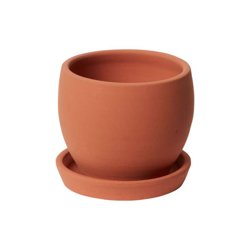 Baden Ceramic Pot with Drainage and Tray | 5 inch Diameter — empty planter, ceramic planter, studio photo — planter for sale by Promise Supply for delivery and pickup in Toronto.