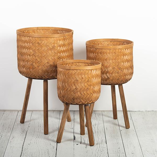 Bamboo Basket Stand fits up 10 inch Nursery Pot