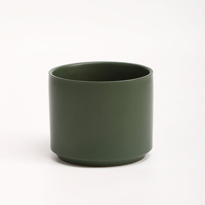 The Six Ceramic Cylinder Planter | 6 inch Nursery Pot - Forest Green