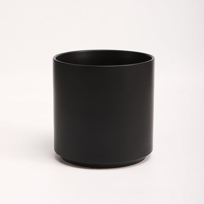 The Ten Ceramic Cylinder Planter | 10 inch Nursery Pot - Black