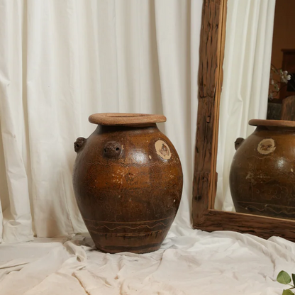 Vintage Lugged Earthware Jar | 23 x 17 inches