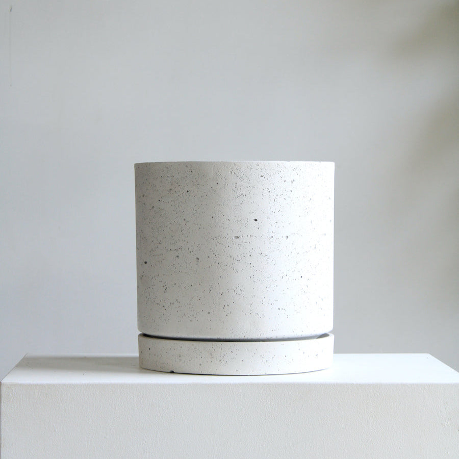 Callahan Concrete Planter with Drainange and Tray | 13 inch Diameter