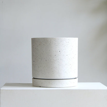 Callahan Concrete Planter with Drainange and Tray | 13 inch Diameter