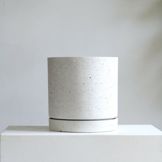 Callahan Concrete Planter with Drainange and Tray | 13 inch Diameter