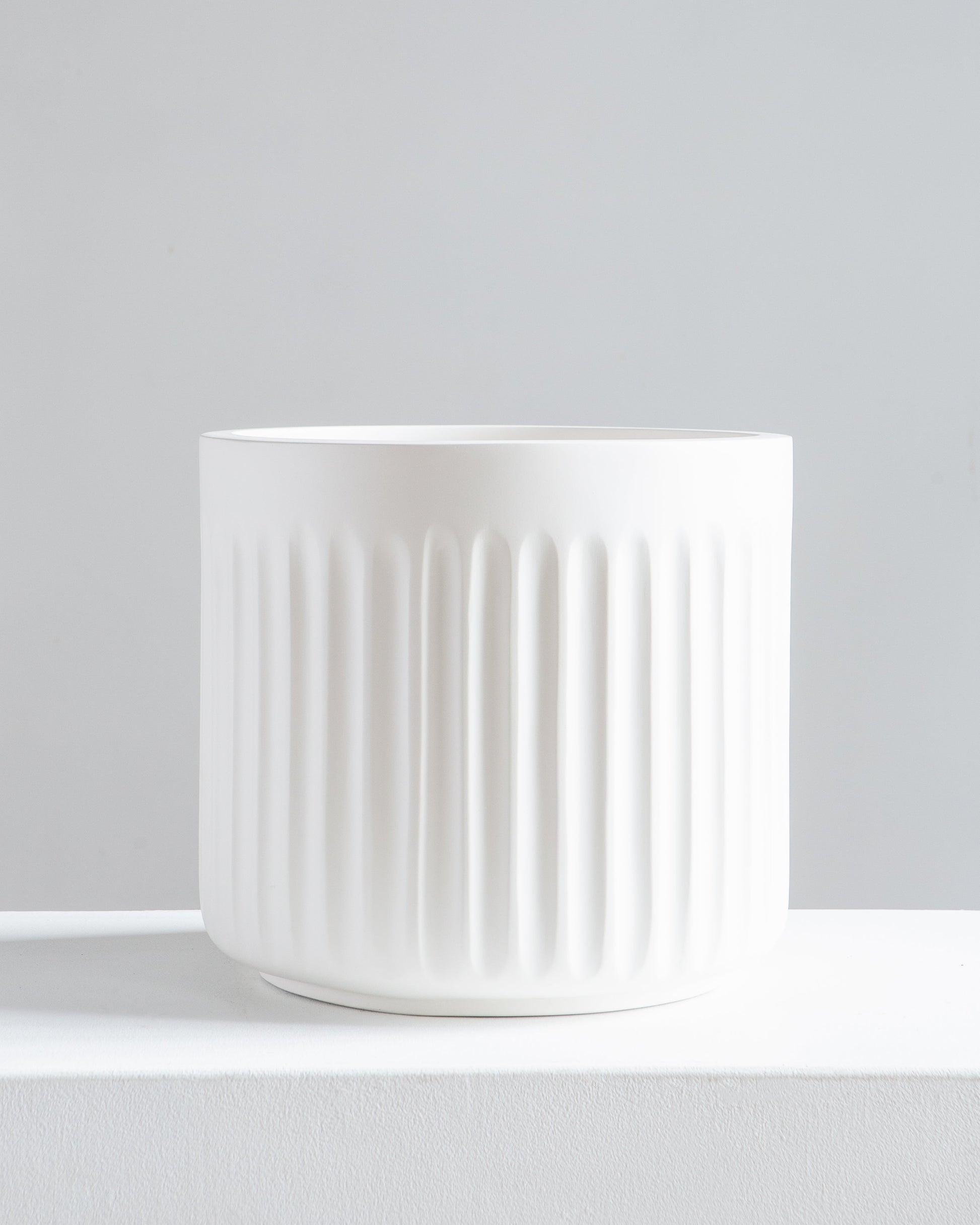 white plant pot 14 inch Doric White Planter – No Drainage – 14 inch – Promise Supply