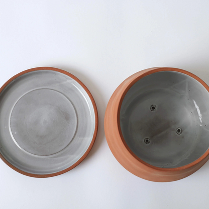 Rancho Ceramic Planter with Drainage and Tray | 8 inch Diameter
