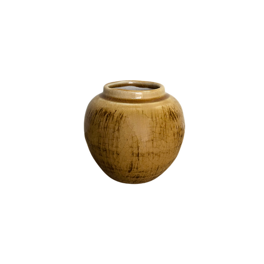 Sienna Round Glazed Ceramic Vase | 4 Inch Diameter