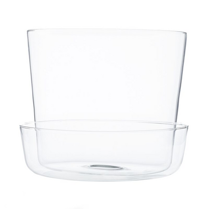 Glass Pot with Drainage and Tray | 6 inch Diameter