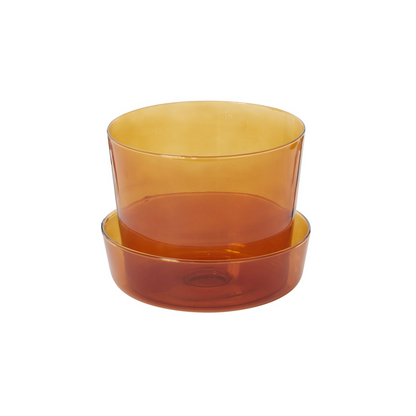 Glass Pot with Drainage and Tray | 6 inch Diameter