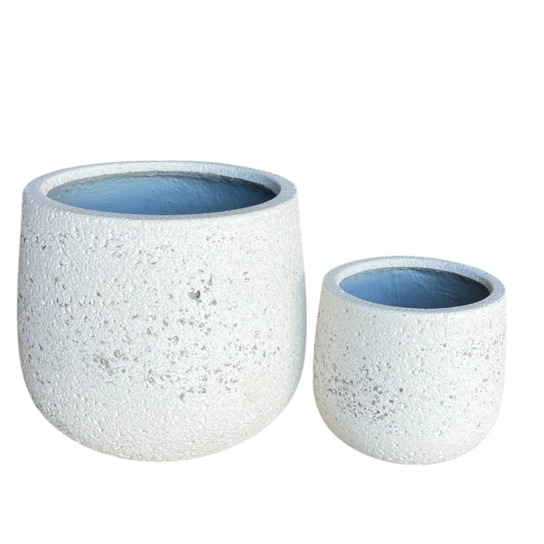 Round Ficonstone Tapered Base Planter in Ivory | 14 Inch Diameter