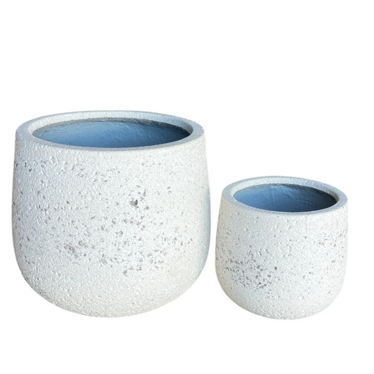 Round Ficonstone Tapered Base Planter in Ivory | 14 Inch Diameter