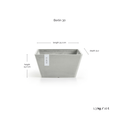 Berlin Resin Square Planter with Drainage in 15 inch