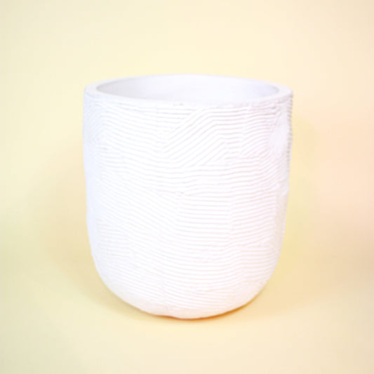 Greta White Textured Planter with Drainage in 20 inch Diameter