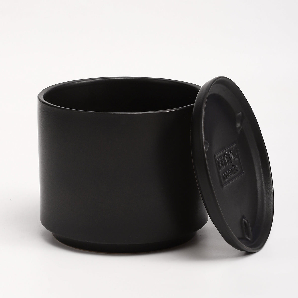 The Six Ceramic Cylinder Planter with Drainage and Tray | 6 inch Nursery Pot - Black