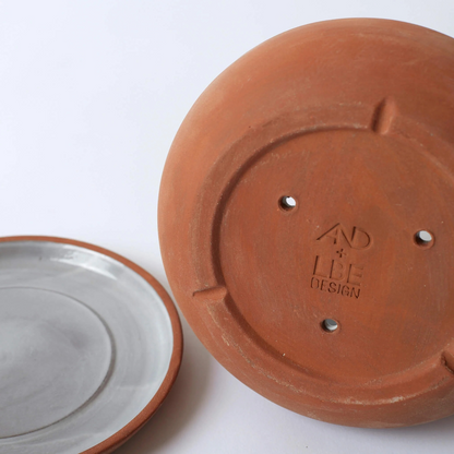 Rancho Ceramic Planter with Drainage and Tray | 8 inch Diameter
